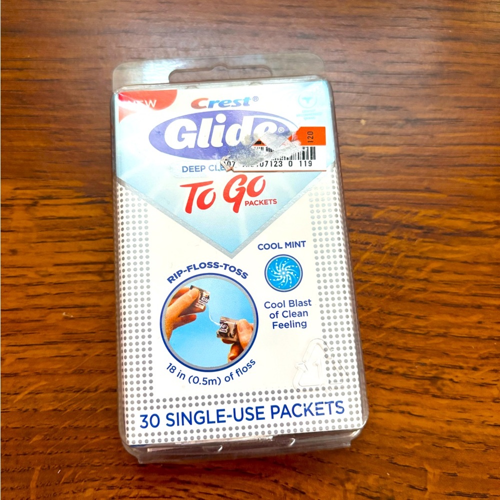 Crest Glide To Go Packets Floss Cool Mint Rare Retired Travel